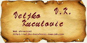 Veljko Kuculović vizit kartica